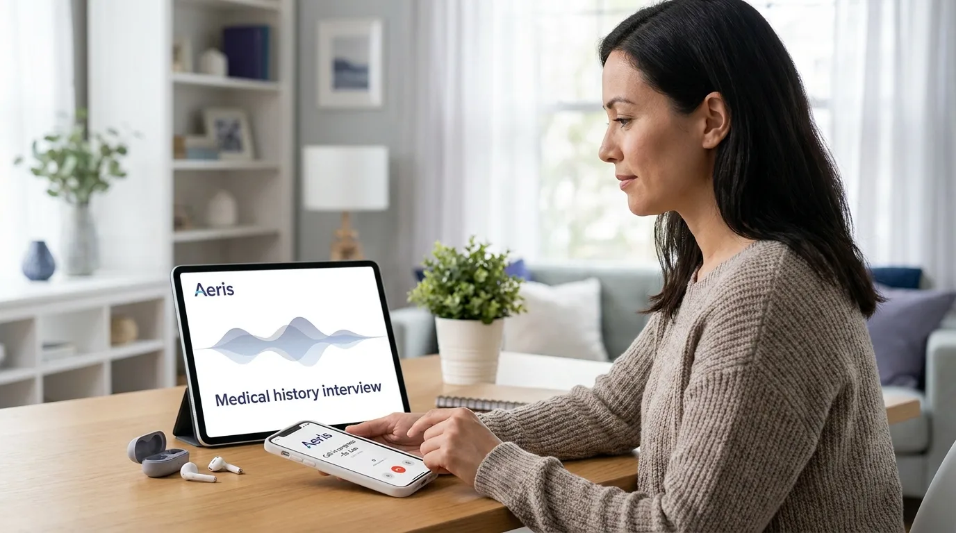 Aeris completing a structured patient medical-history interview